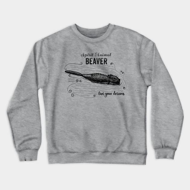 Spirit animal Beaver black Crewneck Sweatshirt by mnutz